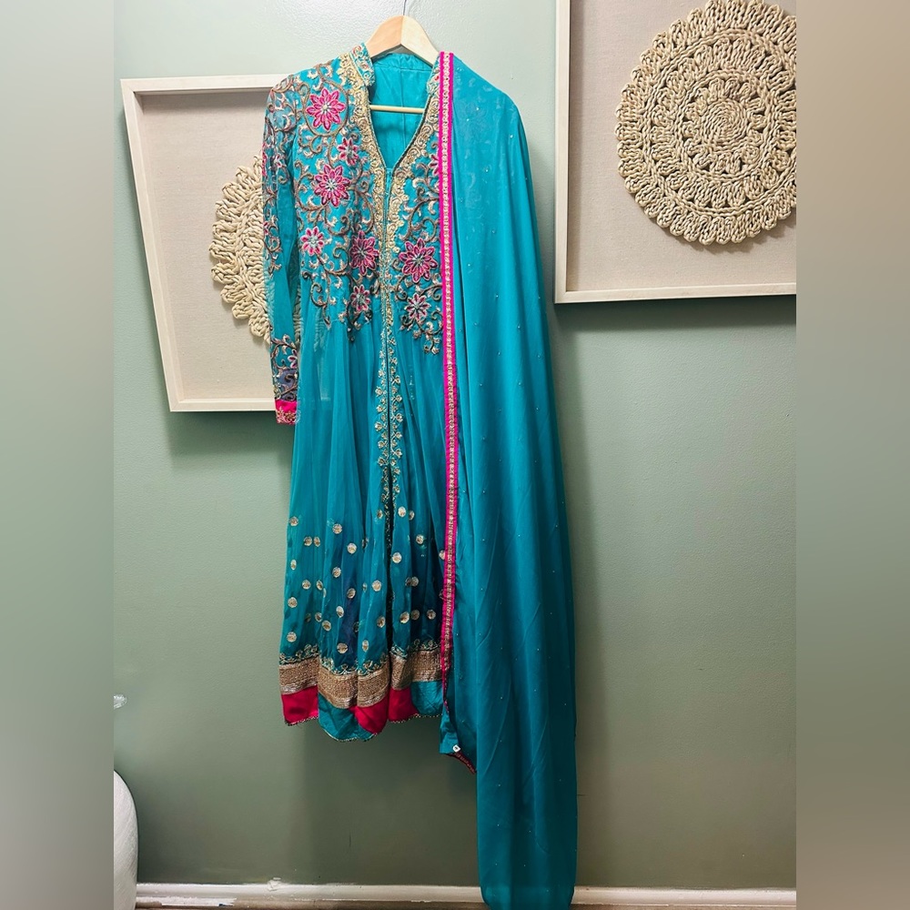Blue 4 pieces Anarkali